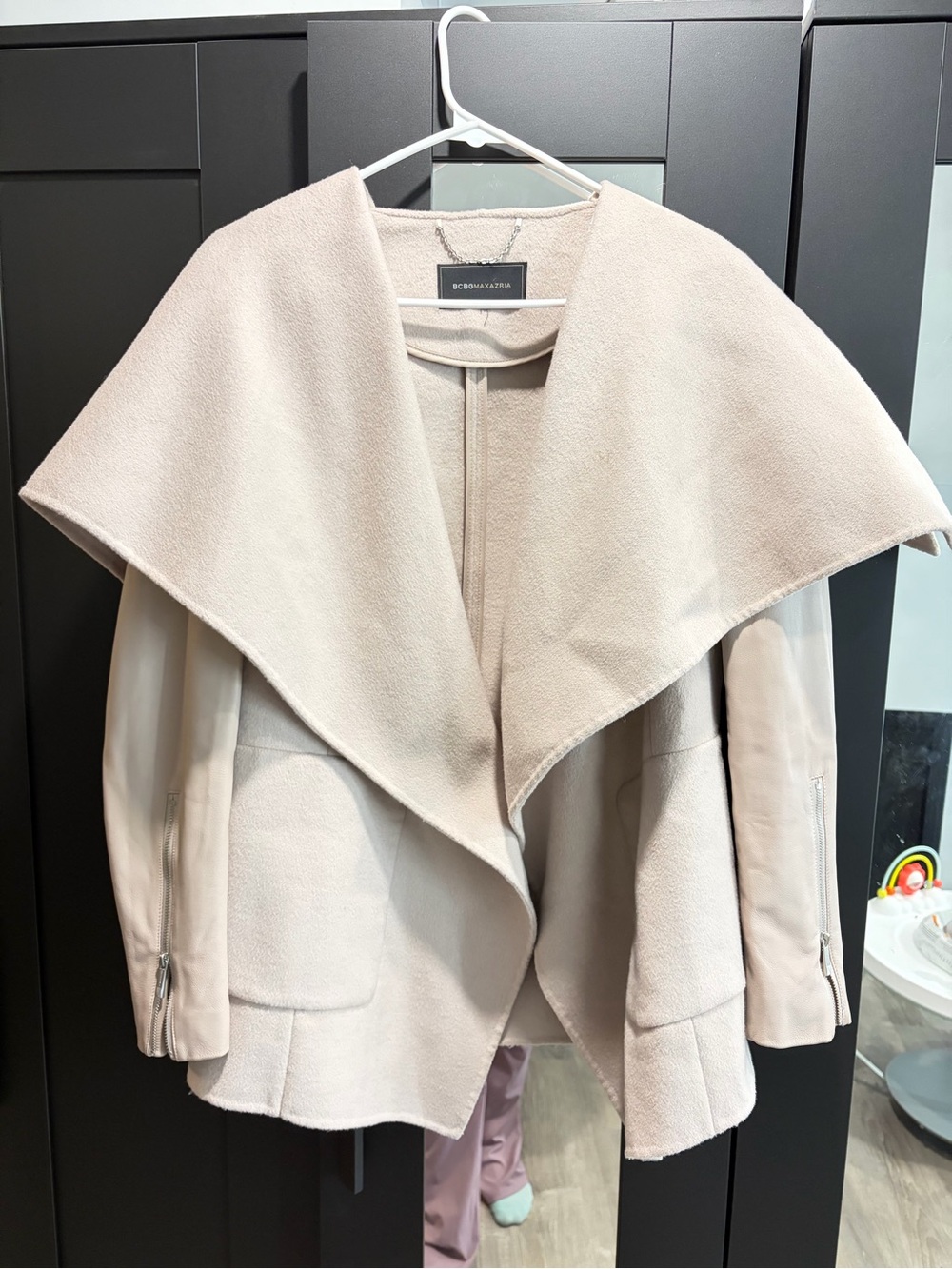 BCBGMAXAZRIA Women's Draped Open-Front Sweater Jacket in Light Mauve